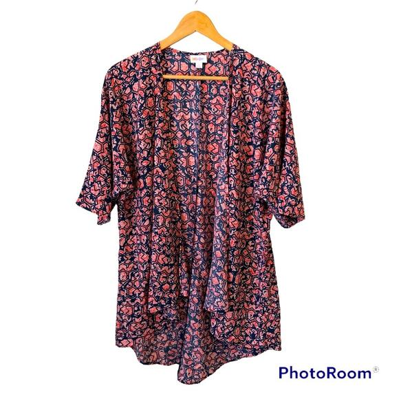 Lularoe Pattern Navy Lightweight Open kimono Women’s Size Small Oversized - Picture 1 of 8